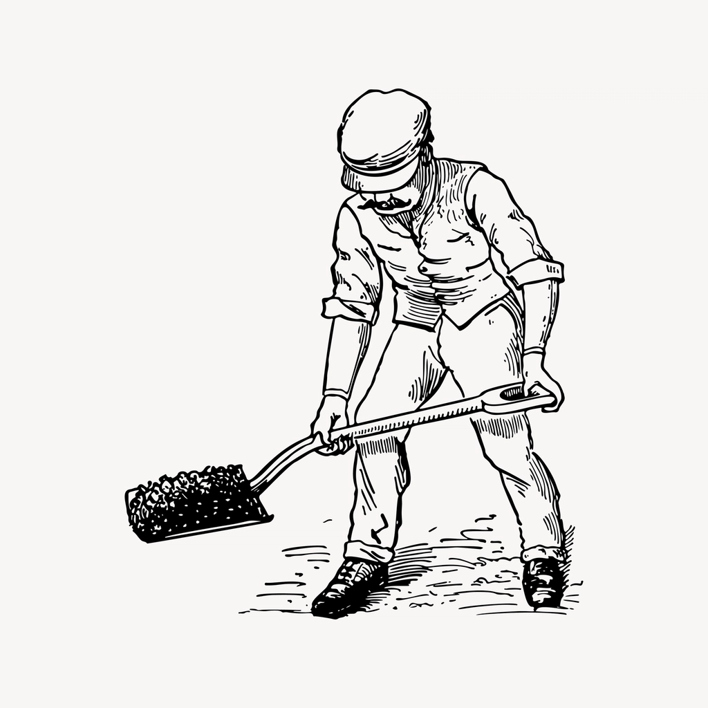 Man shoveling dirt clipart, drawing