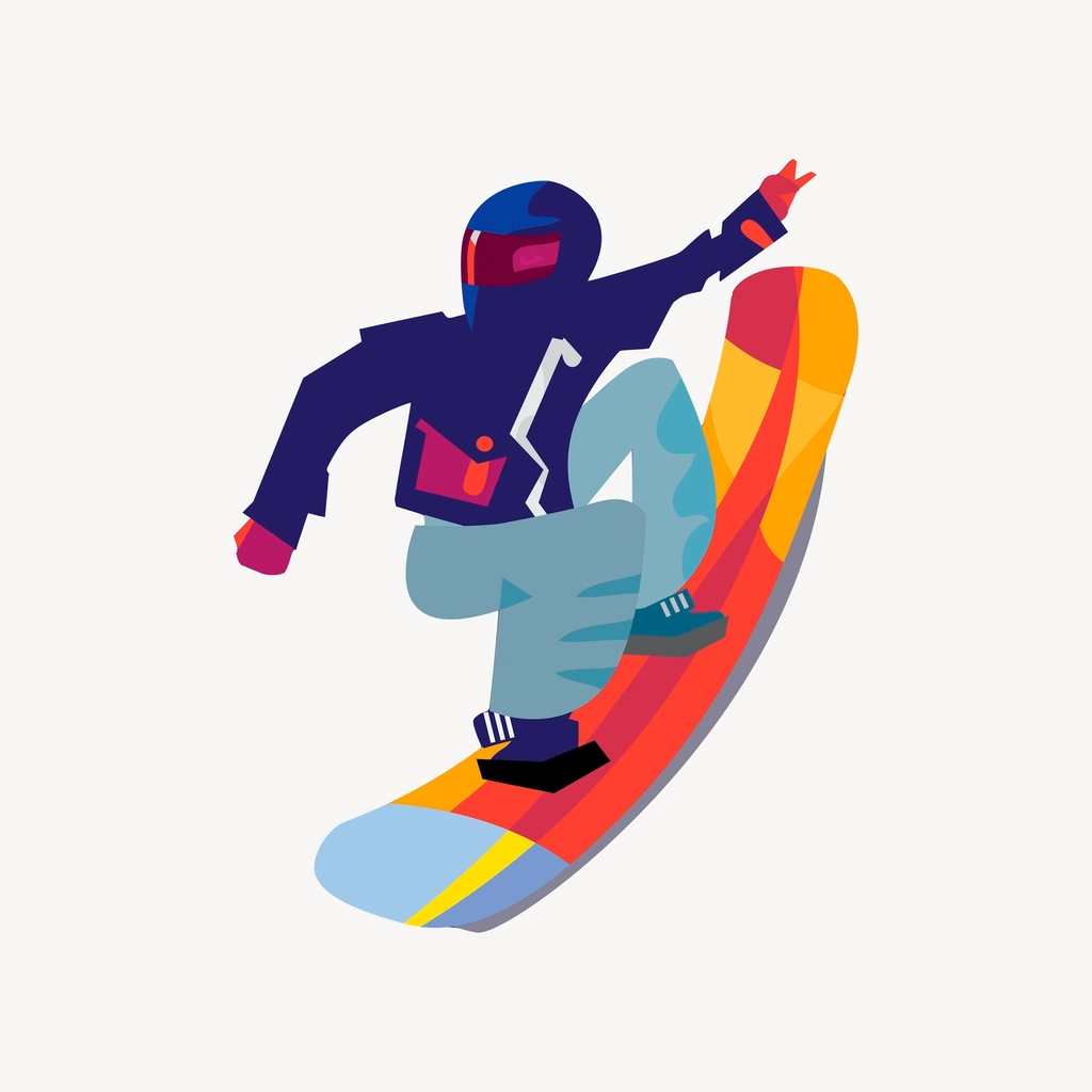 Man snowboarding, cartoon illustration