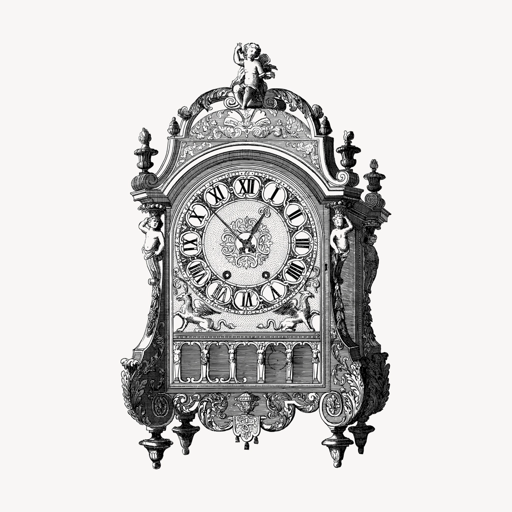 Mechanical clock hand drawn clipart