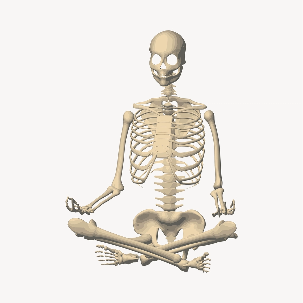 Meditating skeleton clipart, Halloween illustration