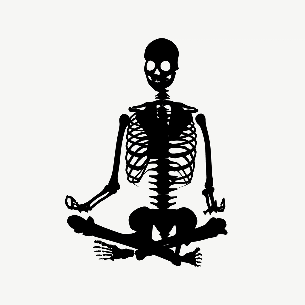 Meditating skeleton clipart illustration psd