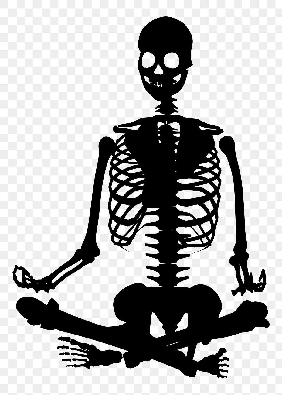 Meditating skeleton png clipart illustration