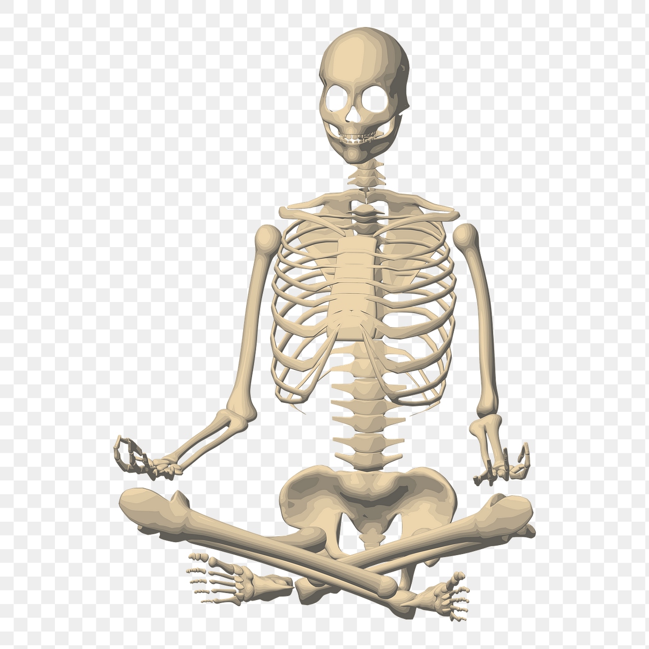 Meditating skeleton png sticker Halloween