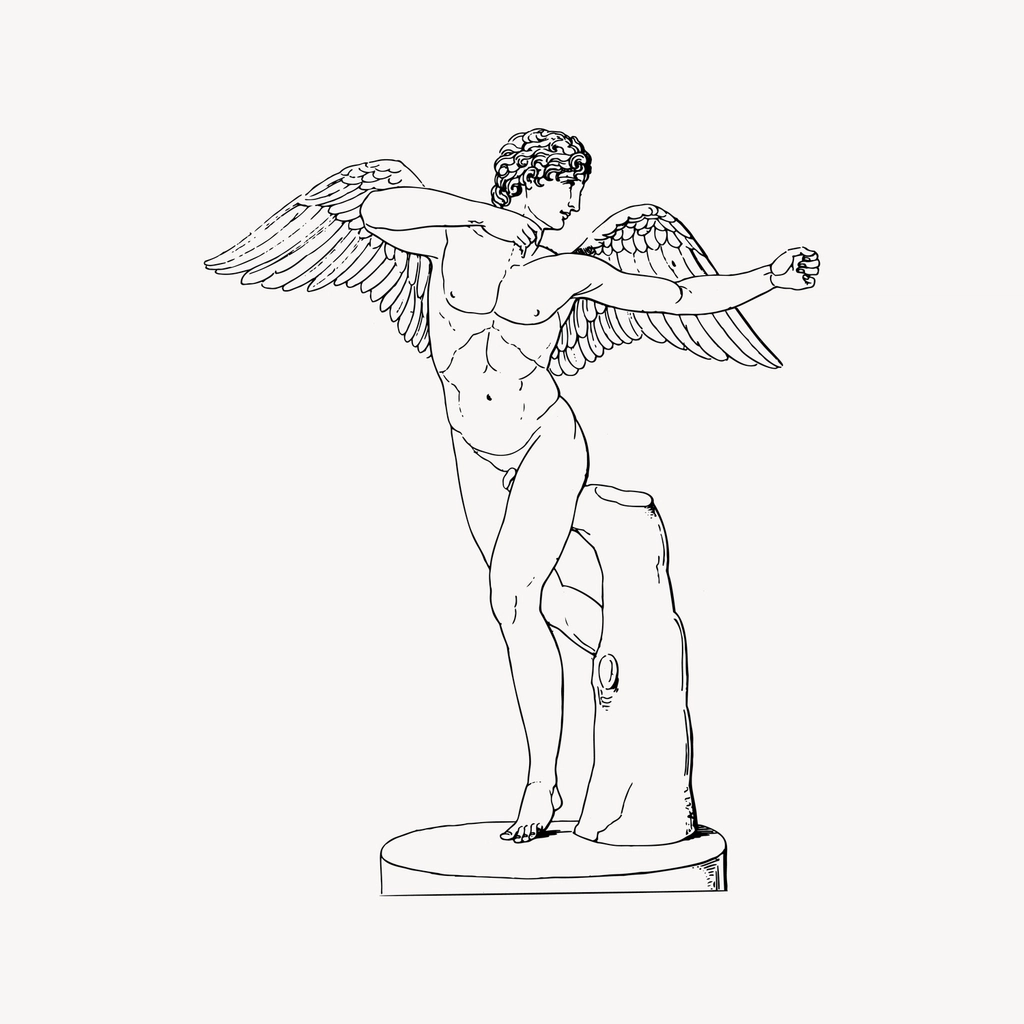 Men angel clipart, drawing illustration