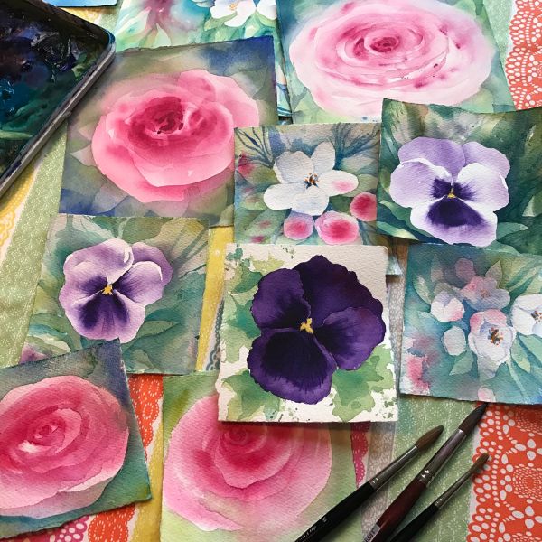 Miniture watercolor flowers
