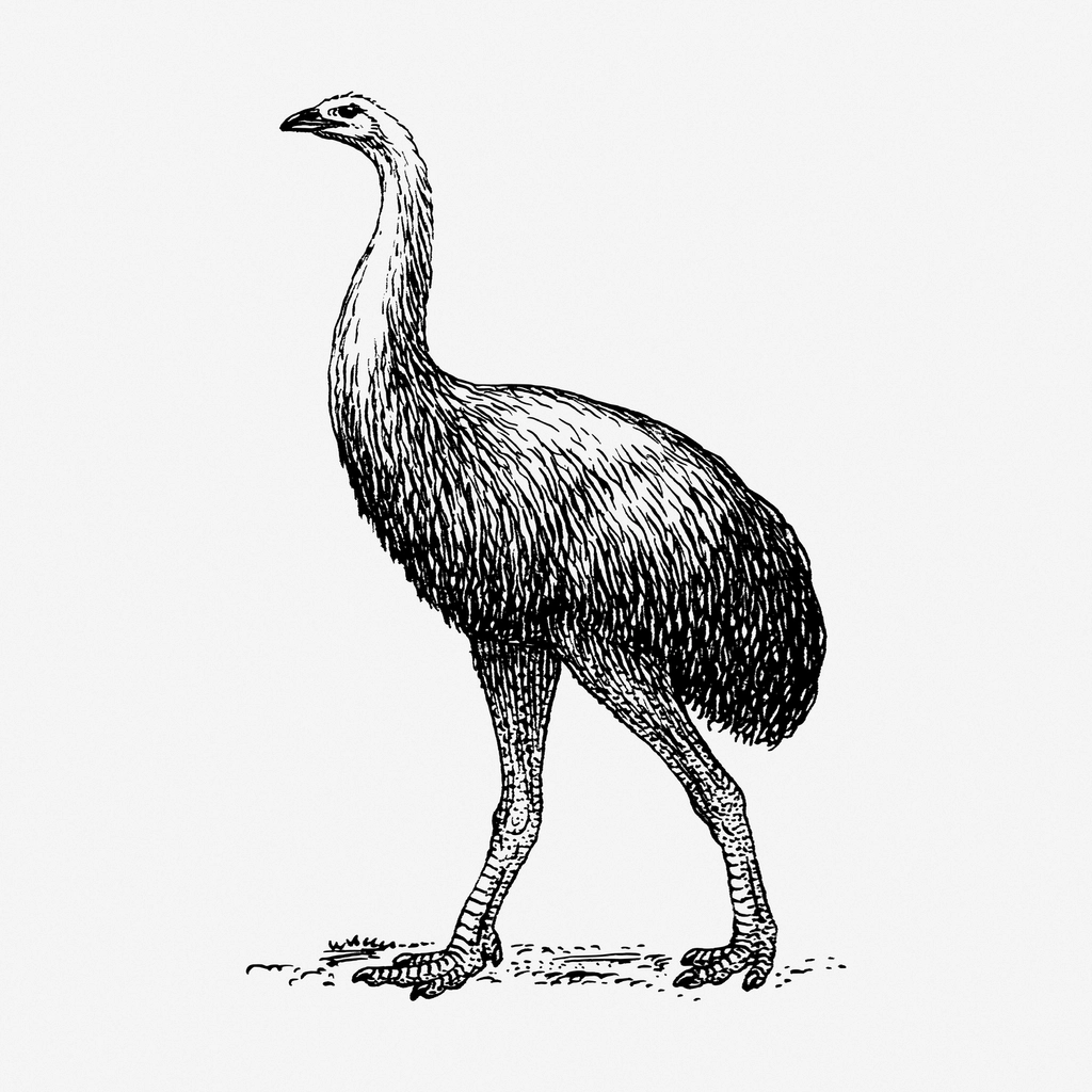 Moa bird hand drawn illustration