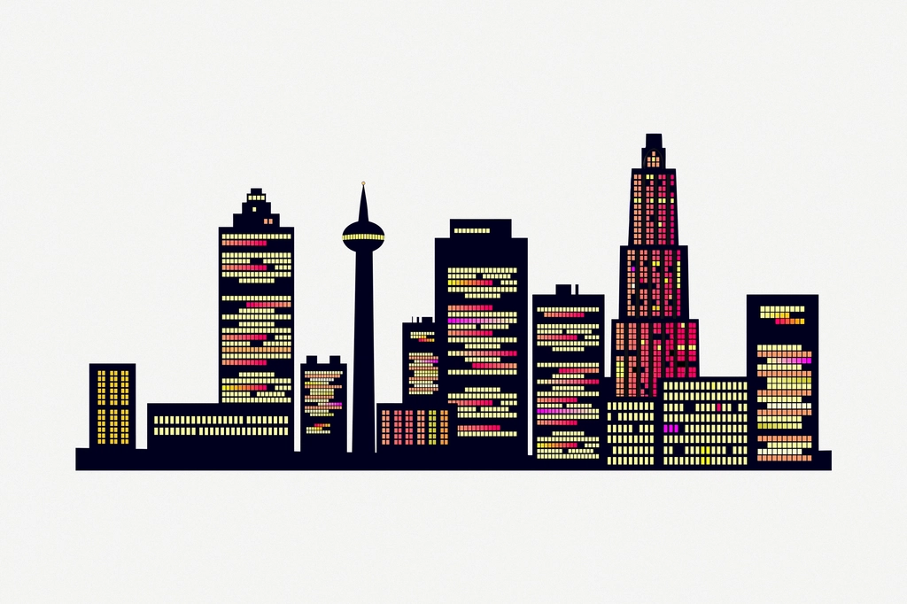 Modern city skyline clipart, collage