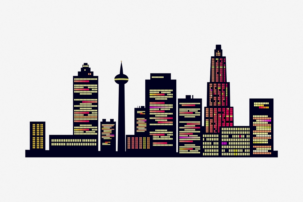 Modern city skyline clipart illustration