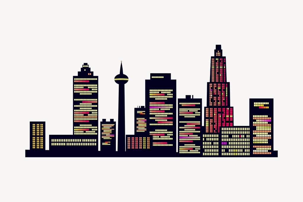 Modern city skyline clipart, illustration