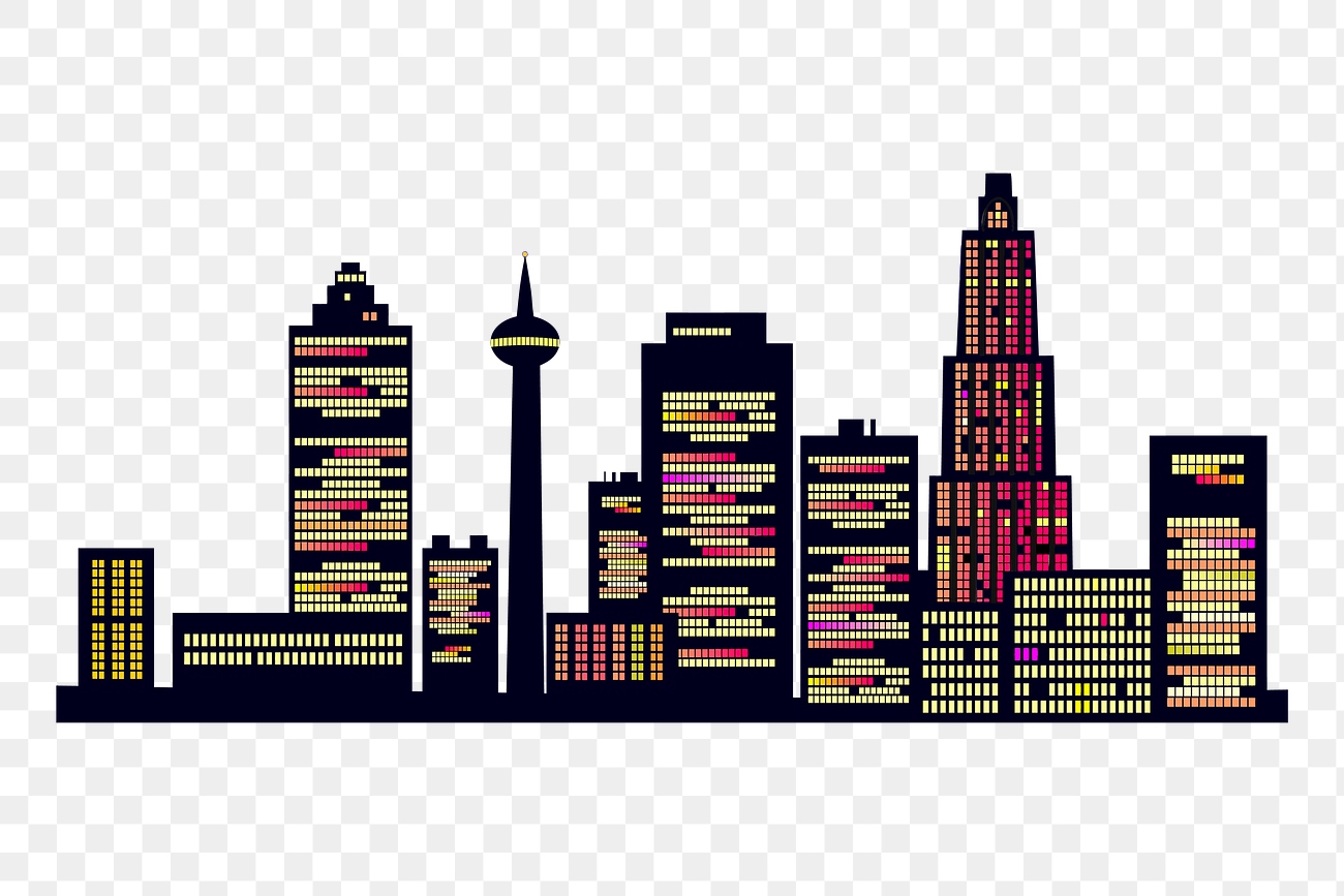 Modern city skyline png sticker