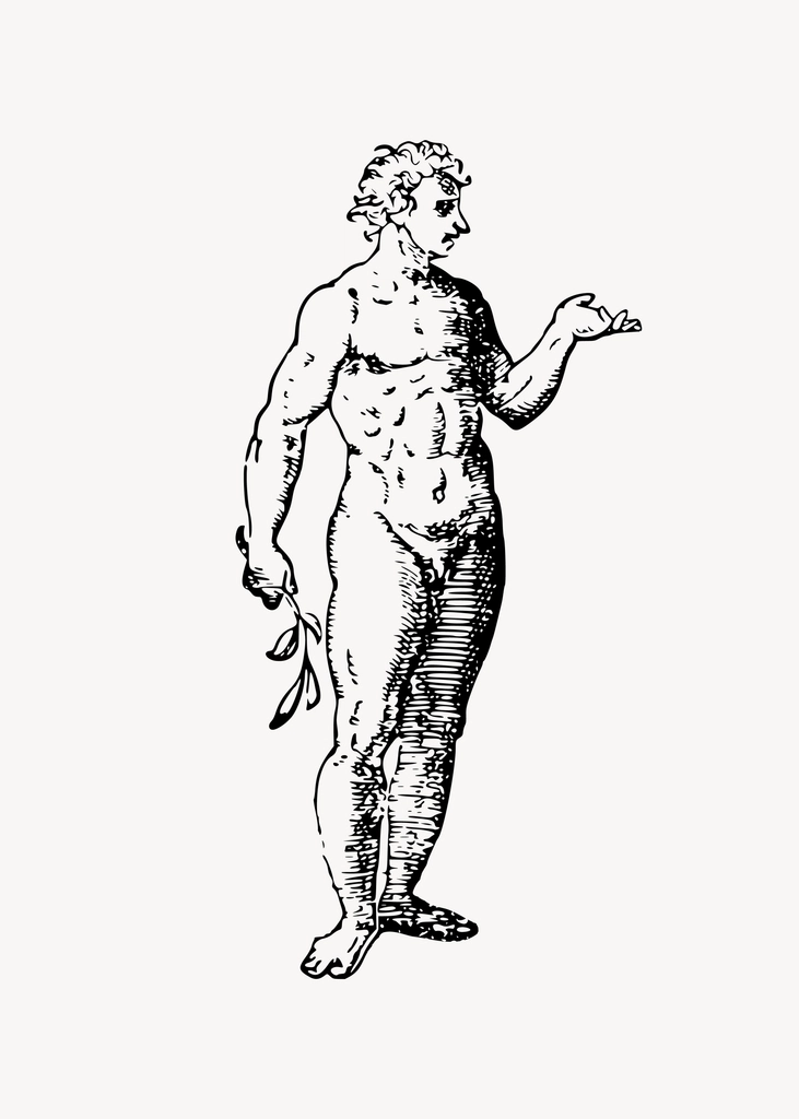 Naked Adam clipart, drawing illustration