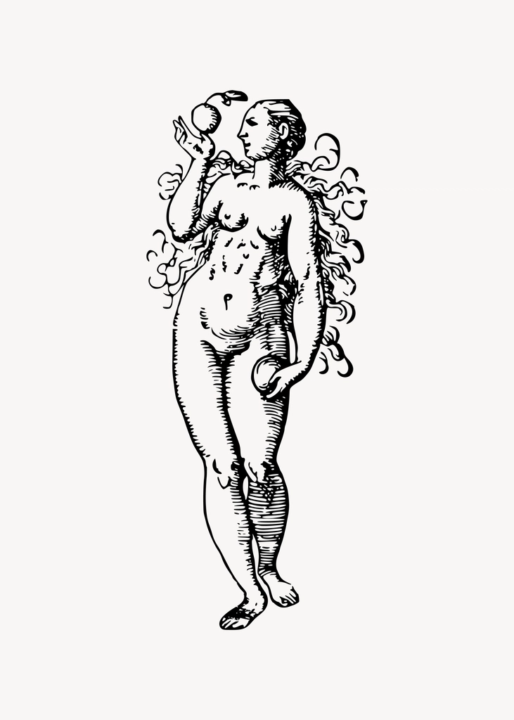 Naked Eve clipart, drawing illustration