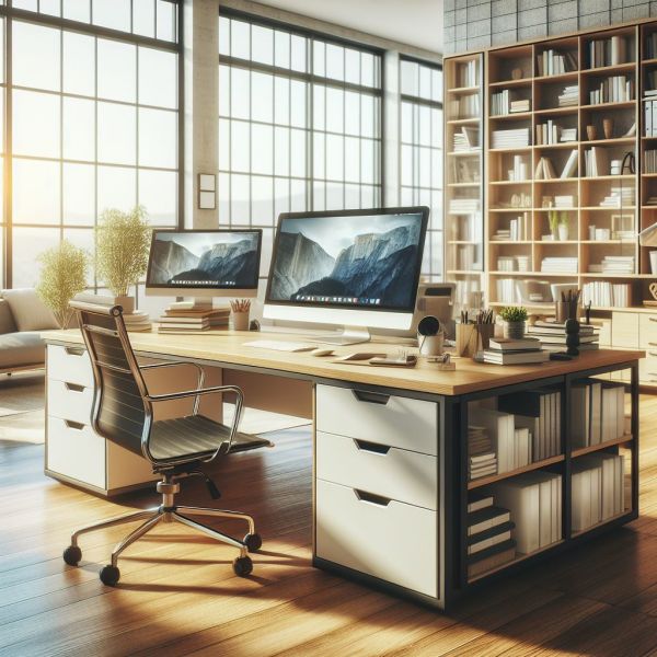 Natural Light from Window in Office Desk