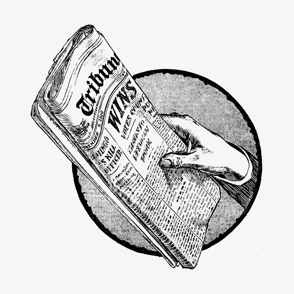 Newspaper hand drawn clipart, news