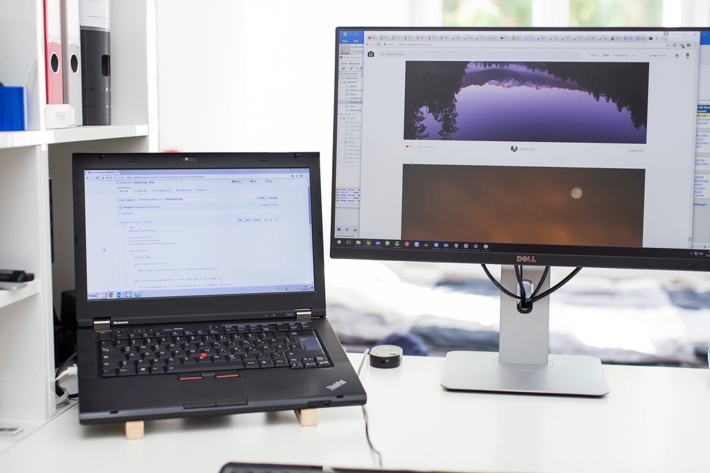 Office workspace laptop desktop screen