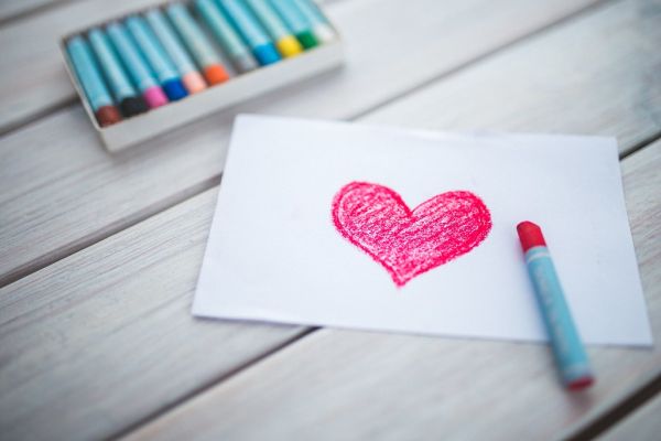 Oil Pastels and Hand-Drawn Heart