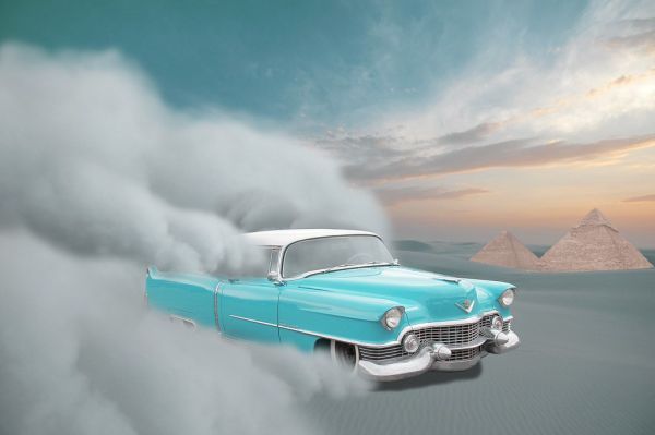 Old car in desert