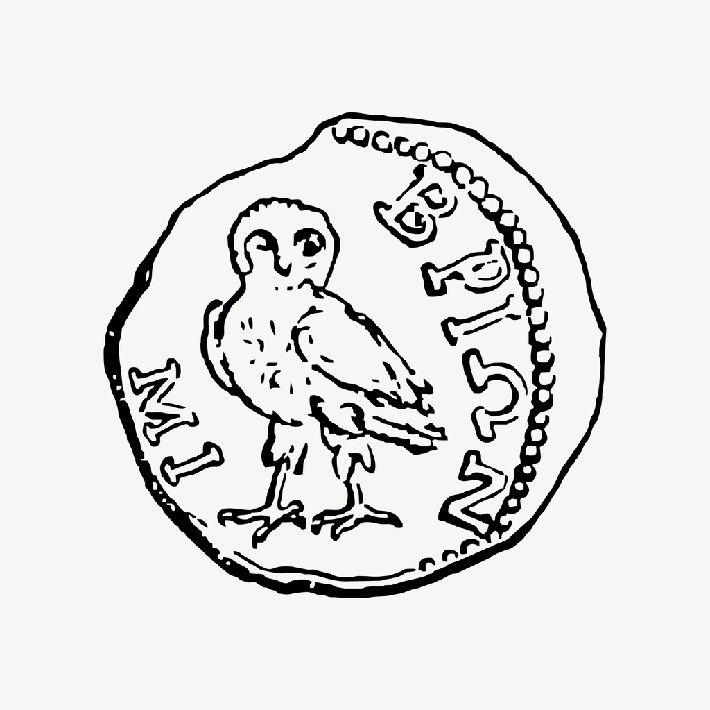 Old coin clipart, drawing illustration