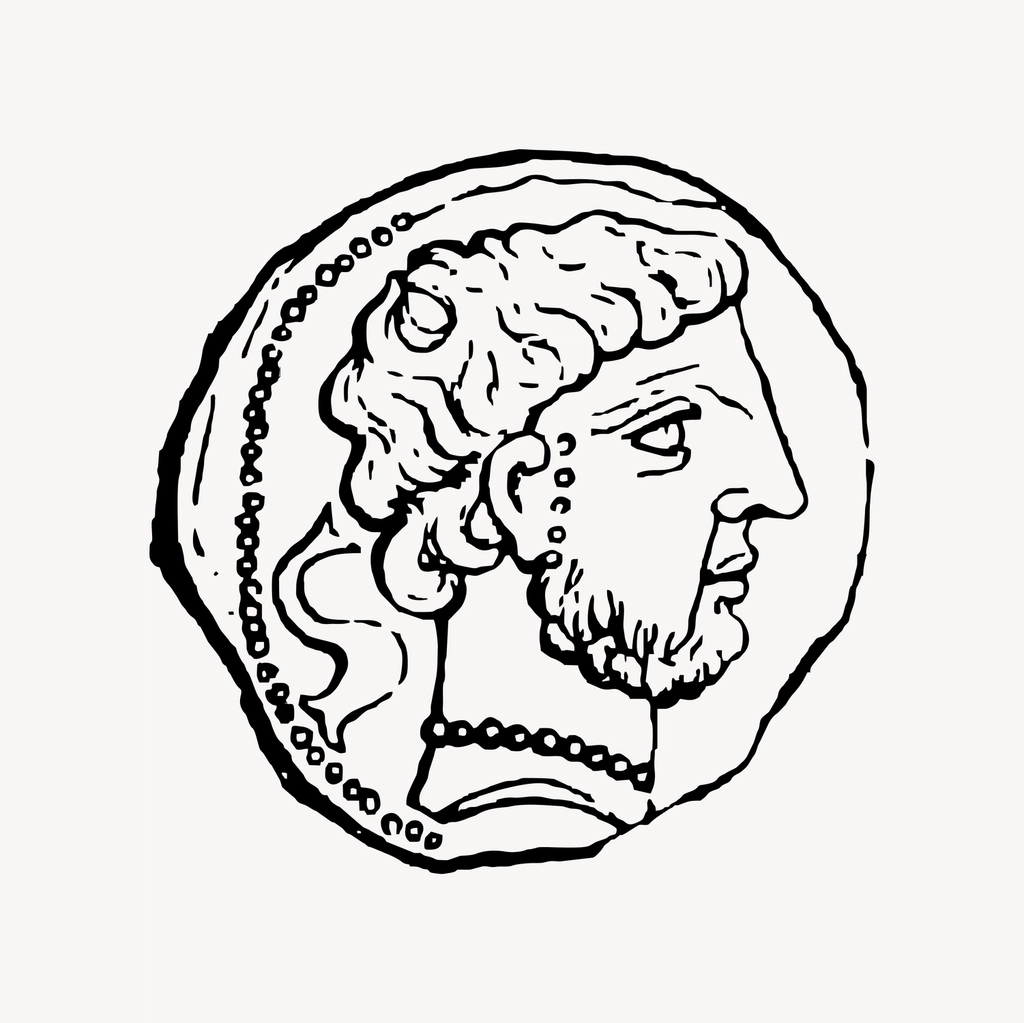 Old coin clipart, drawing illustration