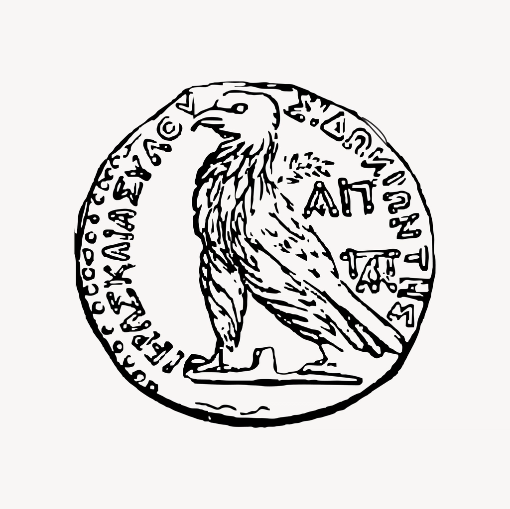 Old coin clipart, drawing illustration