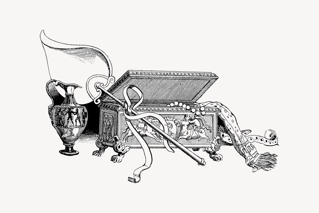 Ornate chest clipart, drawing illustration