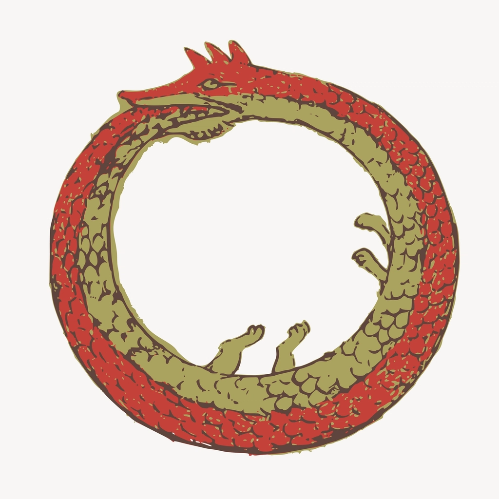 Ouroboros Dog frame hand drawn