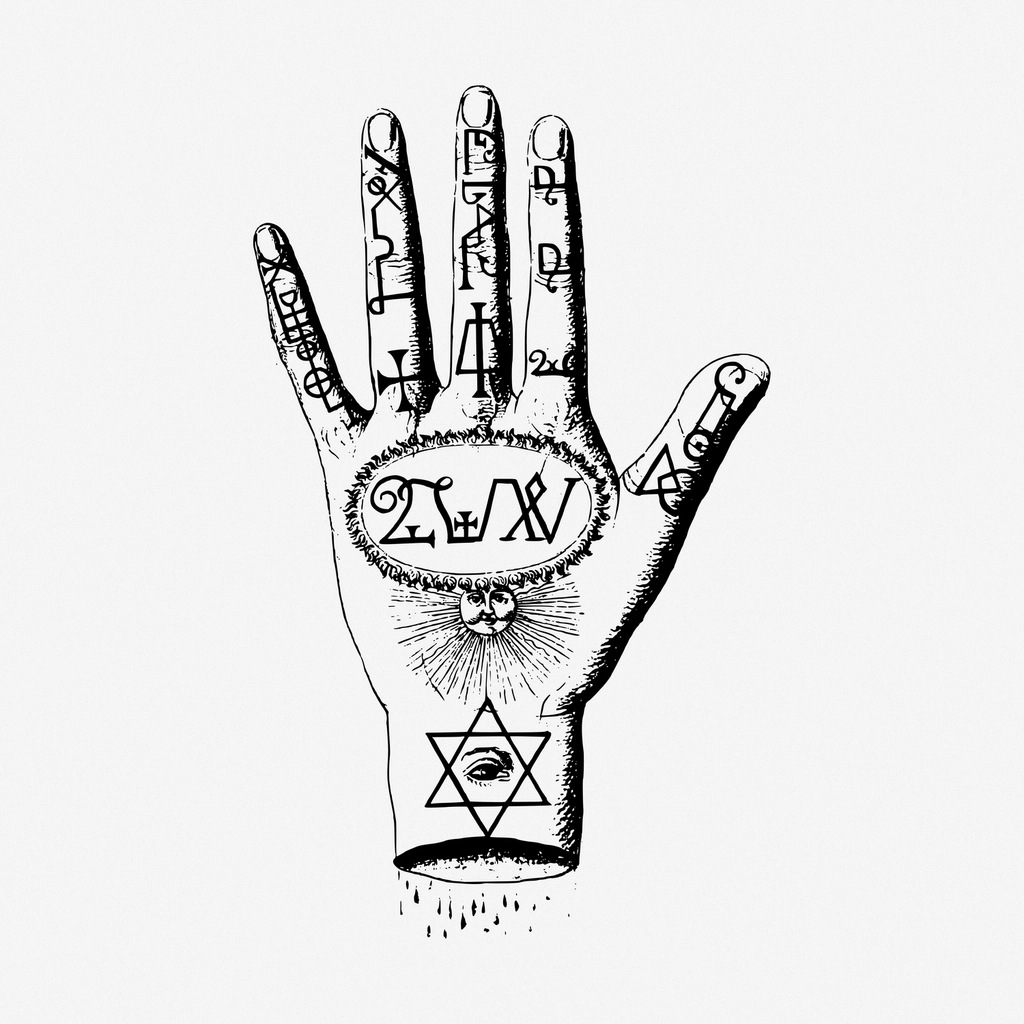 Palm reading hand drawn illustration