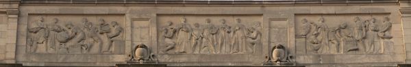 Panorama Of George Julian Zolnay's Allegorical 'Academic, Business & Manual Education' Granite Frieze At Francis L. Cardozo High School (Washington, DC)