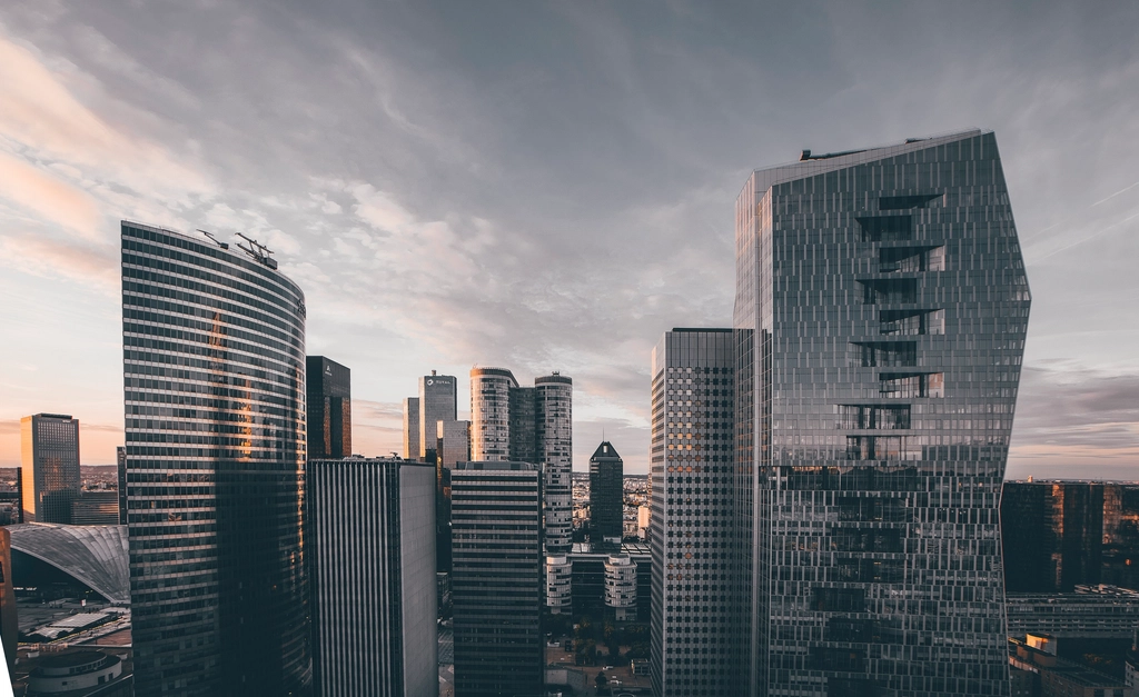 Panoramic shot city skyline modern