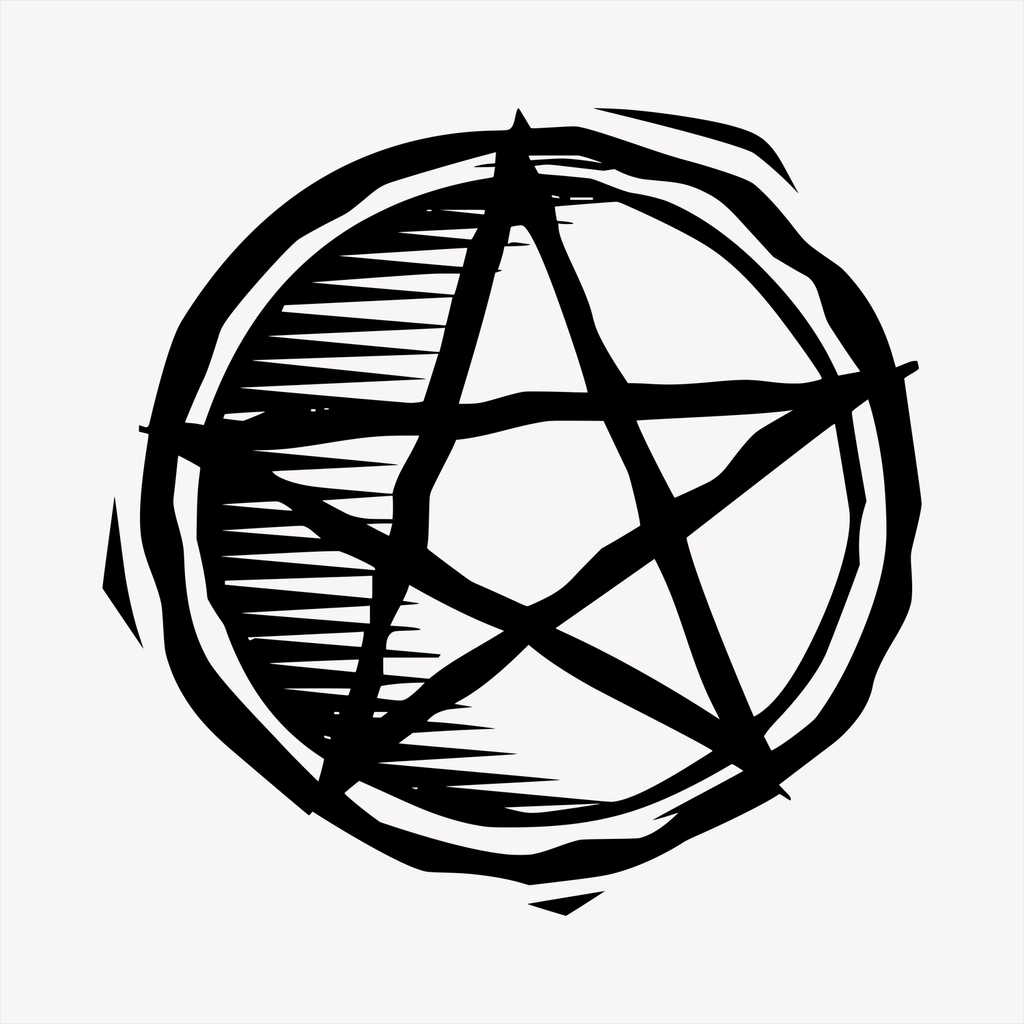 Pentacle clipart, vintage hand drawn