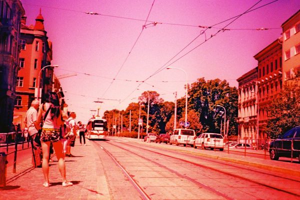 Pentacon Electra + Cross Processed Film - Incoming Tram