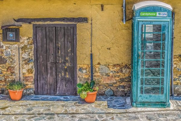 Phone booth in village