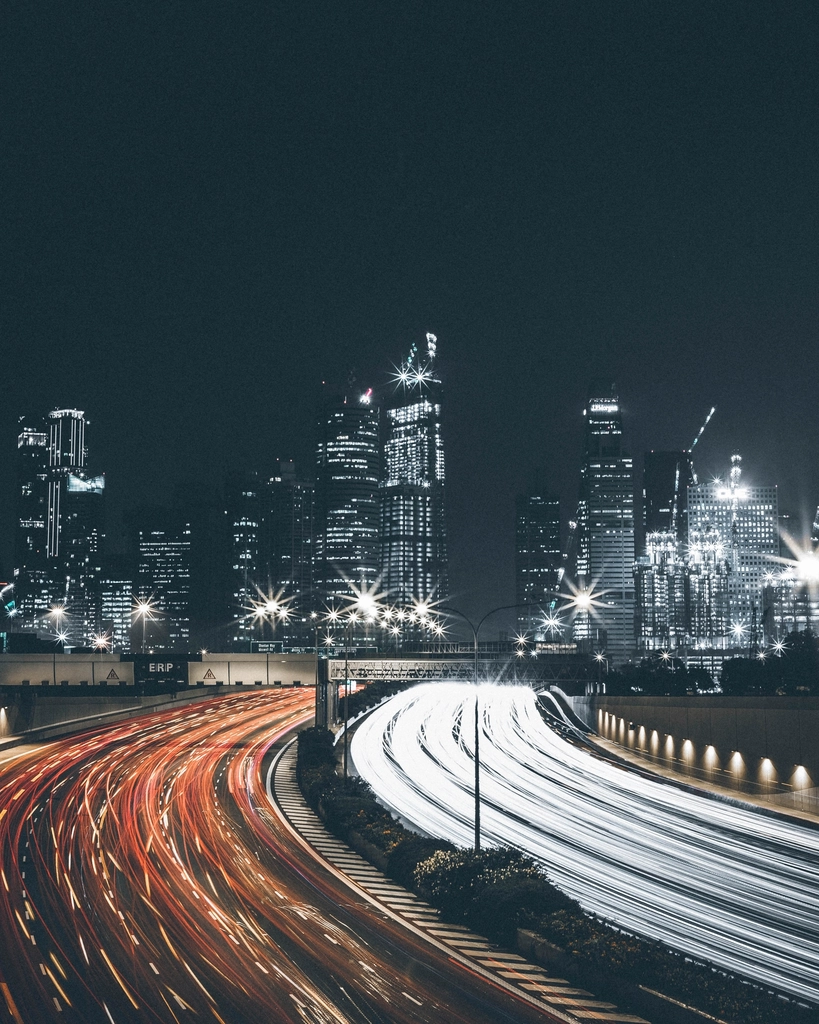 photo lit city skyline light