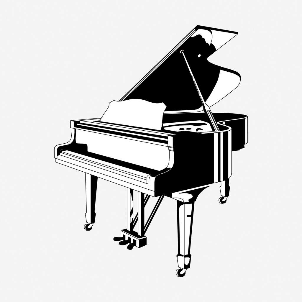 Piano hand drawn illustration