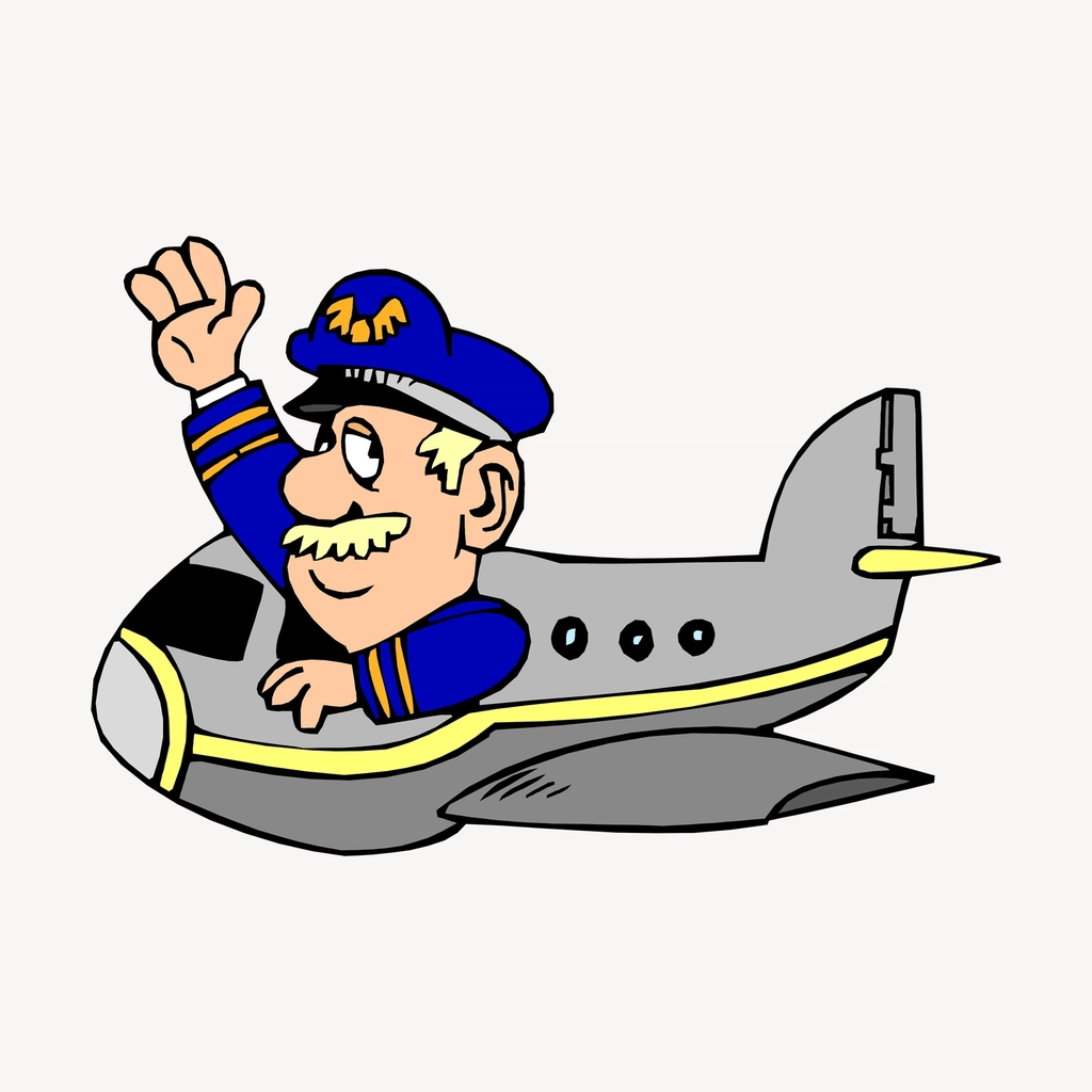 Pilot cartoon clipart, illustration psd