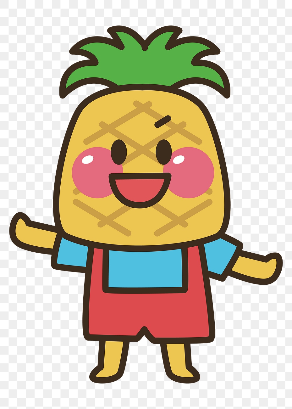 Pineapple cartoon png sticker, transparent