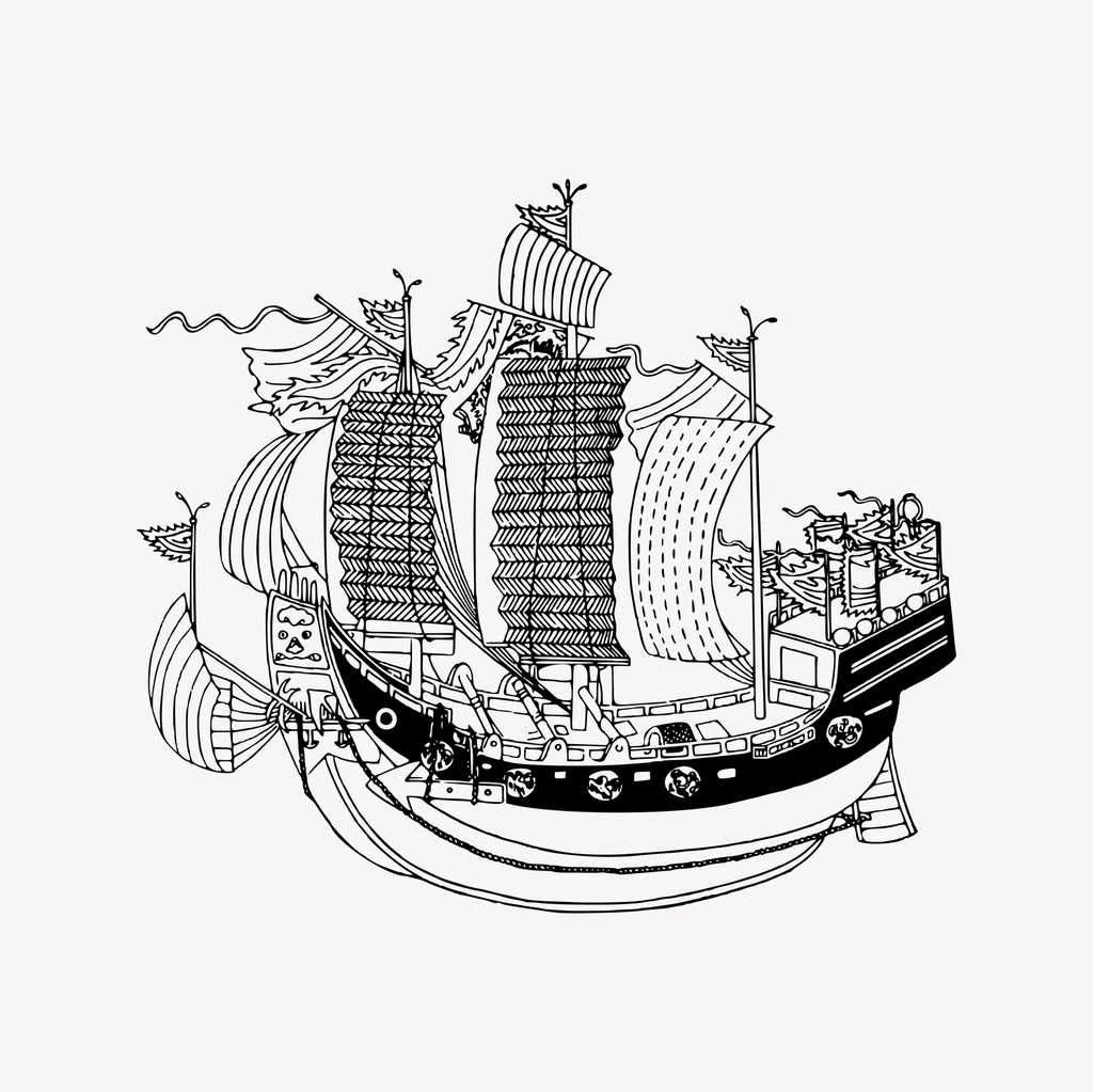 Pirate ship clipart, drawing illustration