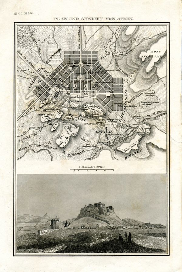 Plan and view of Athens 1844