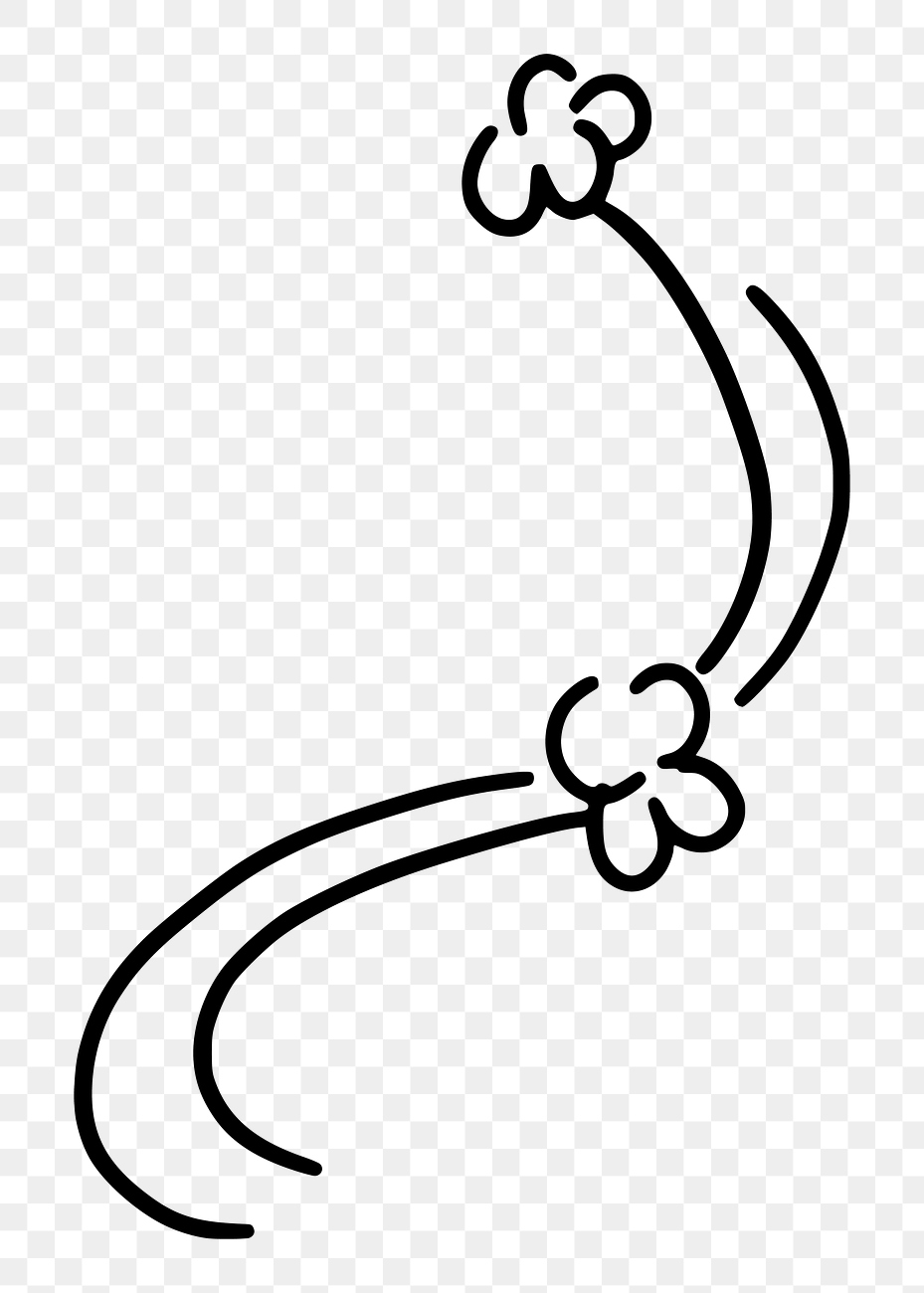 PNG Black flower line art