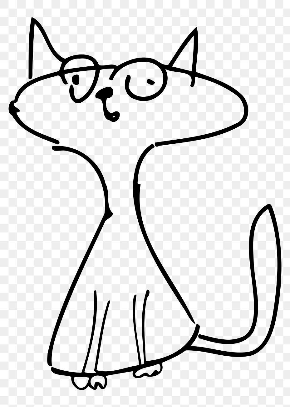Png cat line art sticker