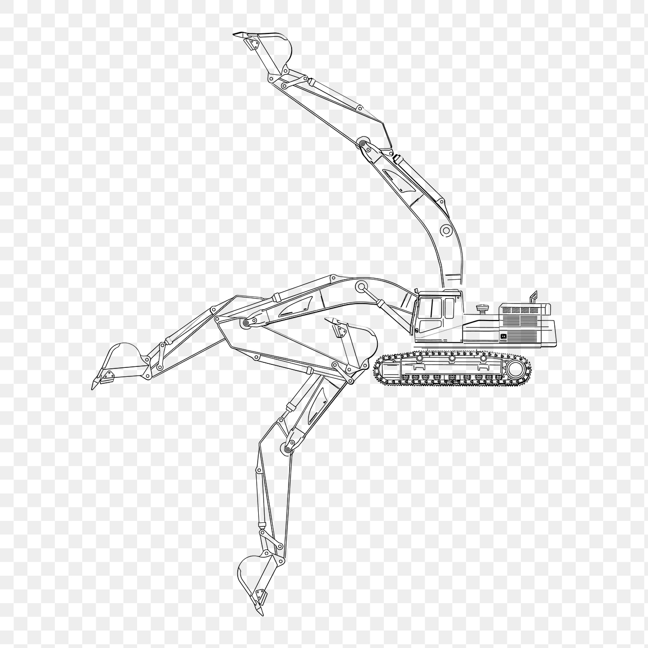 PNG Excavator Line Art, clipart