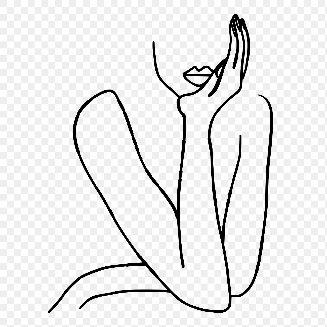 PNG line art woman sticker
