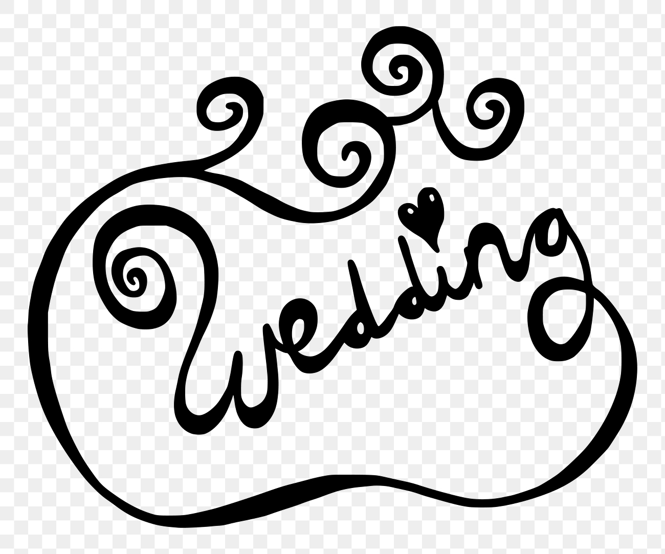 PNG Wedding word sticker, transparent