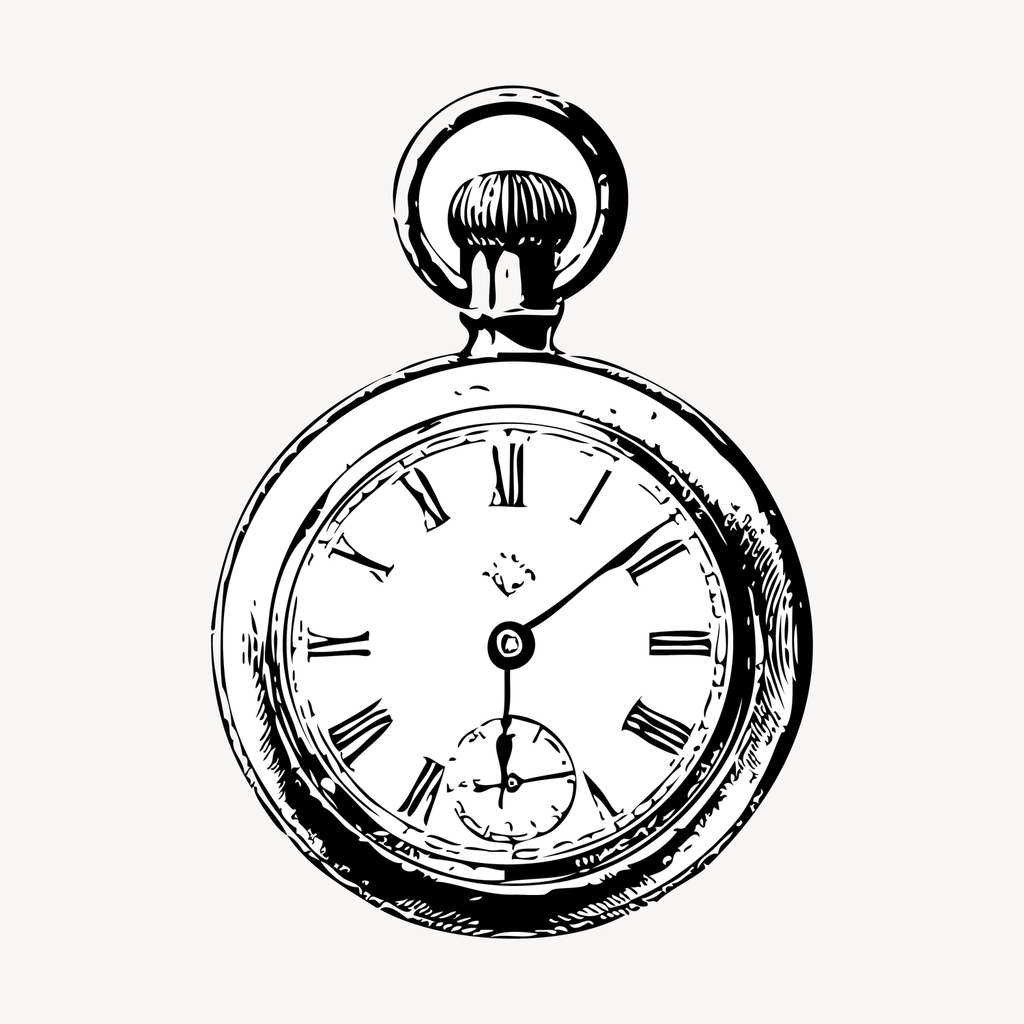 Pocket watch hand drawn clipart