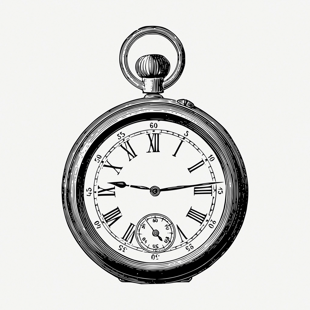 Pocket watch, hand drawn clipart