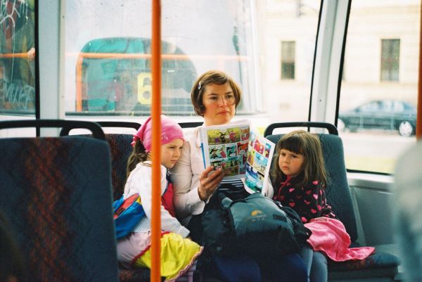 Praktica MTL 5 + Helios 44-2 2/58 - Mother Reading to her Daughters a Comic Book