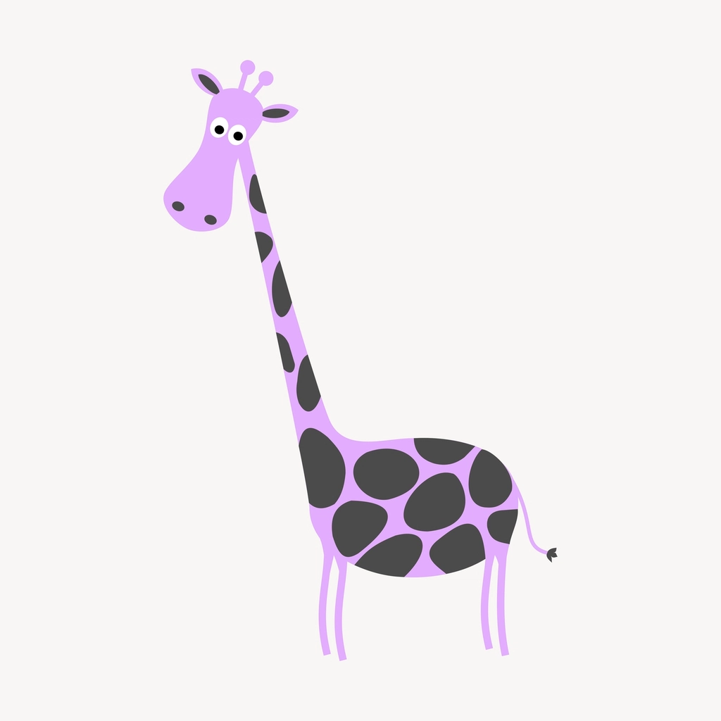 Purple giraffe clipart, animal cartoon