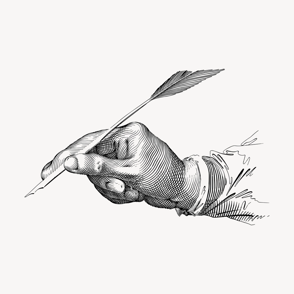 Quill writing hand drawn clipart