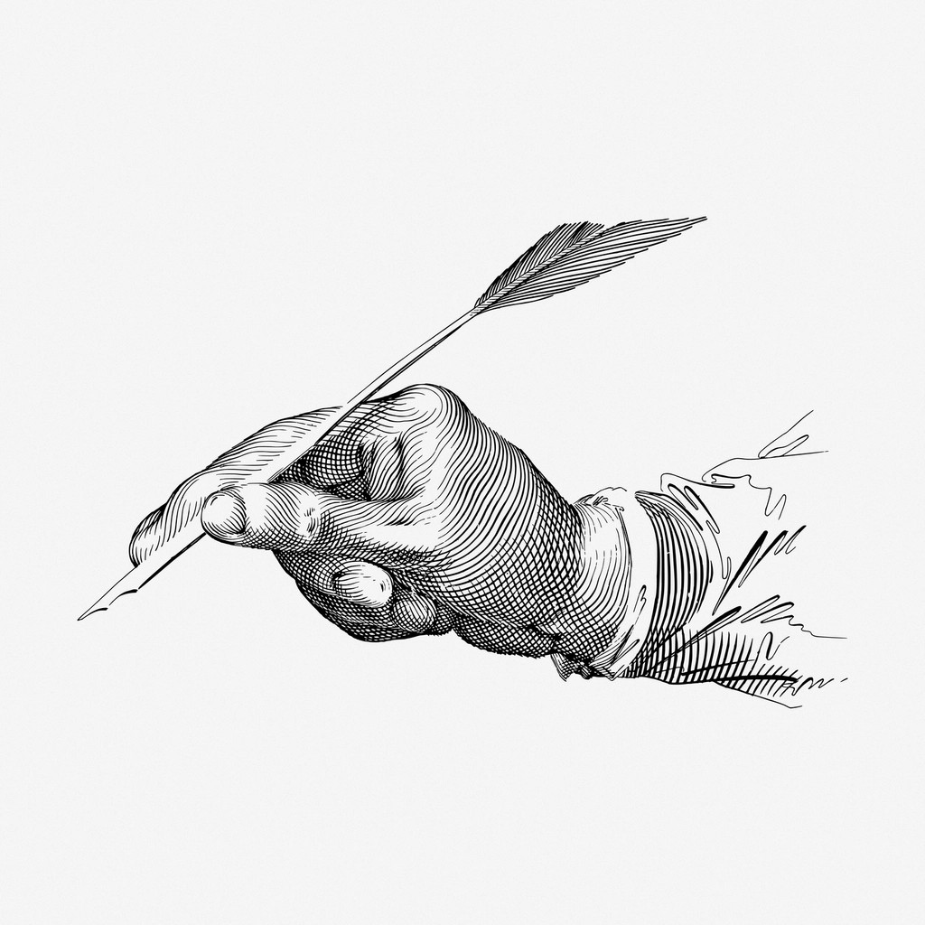 Quill writing hand drawn illustration