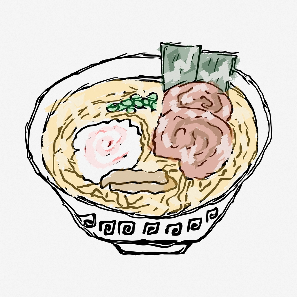Ramen noodle bowl hand drawn